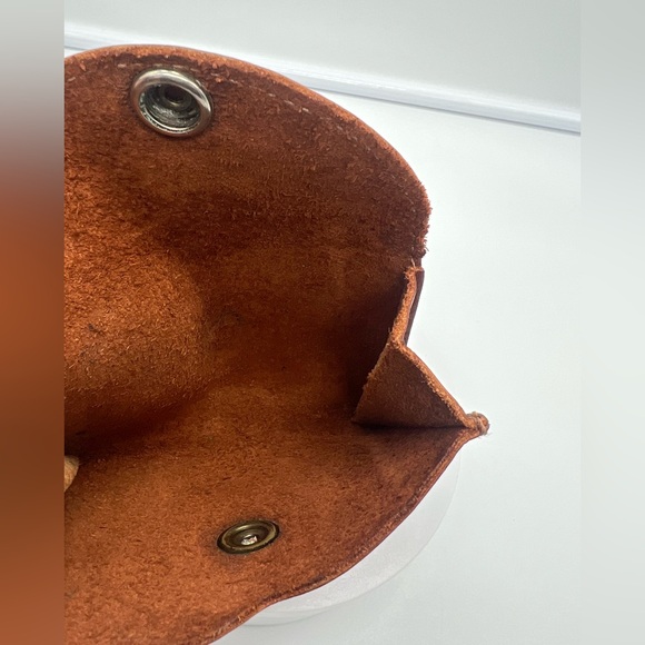 ROOTS VINTAGE Orange Brown Leather Brass Cardholder Unisex - Picture 7 of 10